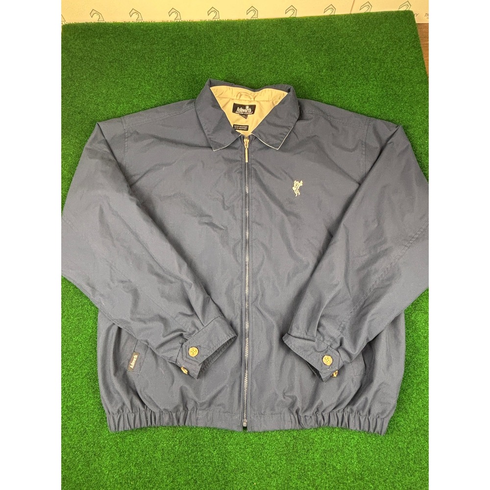 Ashworth Weather Systems‎ Mens Zip Golf Jacket Navy Khaki Lined Water Resistant